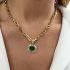 PAPERCLIP CHAIN NECKLACE WITH GREEN SUNSHINE CHARM