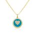 HEART IN A BLUE ROUND ENAMEL NECKLACE