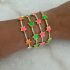 NEON GREEN AND PINK ENAMEL STARS BRACELET