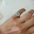 SILVER ROUND PINKY RING-RUBY PINK STONE