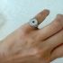 SILVER ROUND PINKY RING-GREEN EMERALD STONE