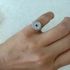 SILVER ROUND PINKY RING-BLUE SAPPHIRE STONE